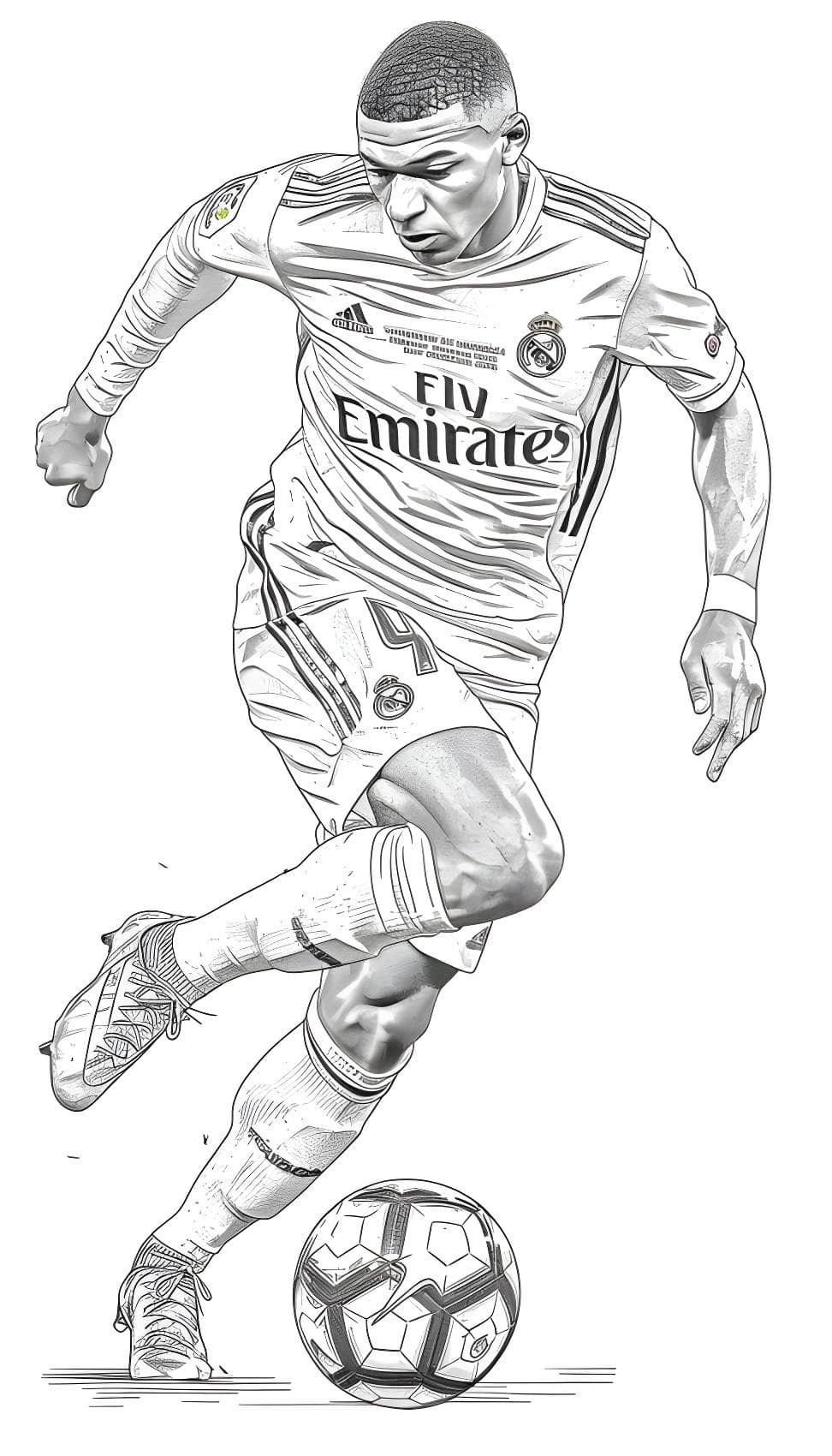 Colorear Mbappé regateando al real madrid