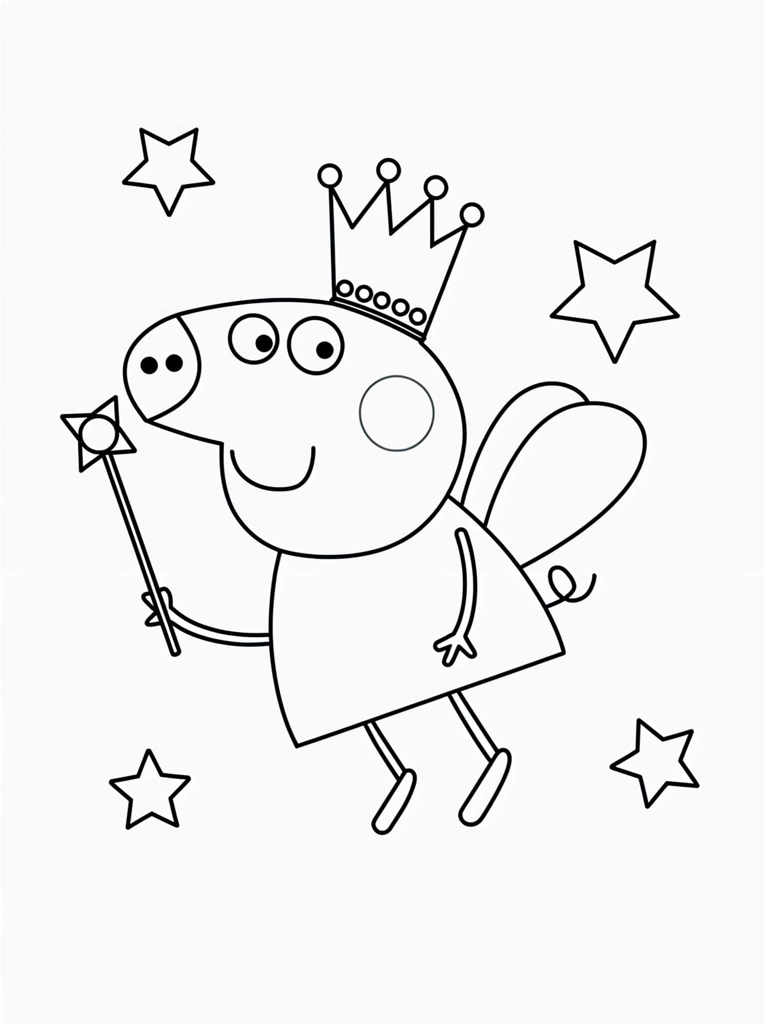 Colorear Peppa Pig volando