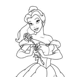 Dibujo de Bella con rosa para colorear