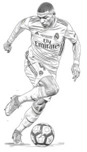 Colorear Mbappé regateando al real madrid