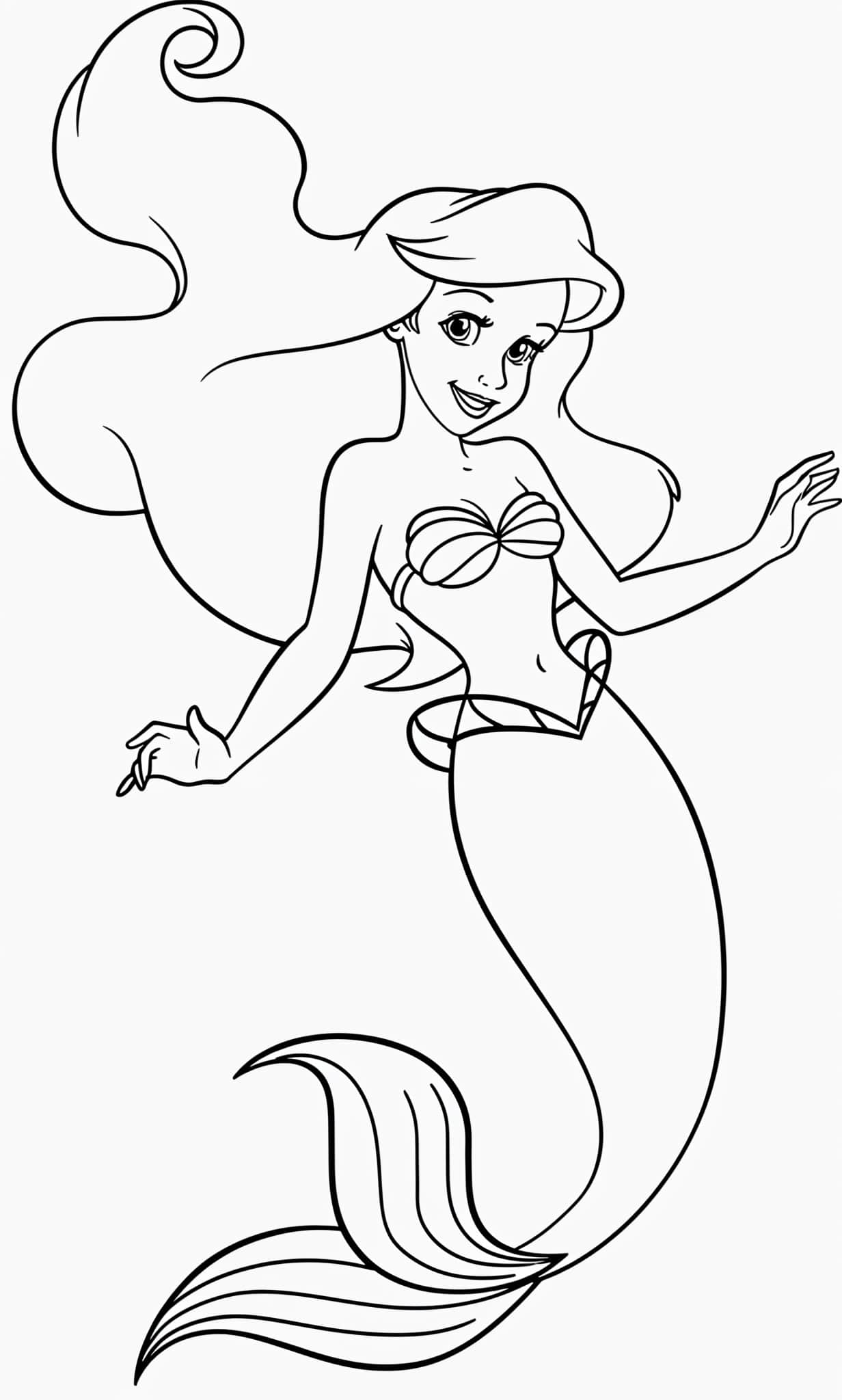 Dibujo de ariel de la sirenita para colorear e imprimir