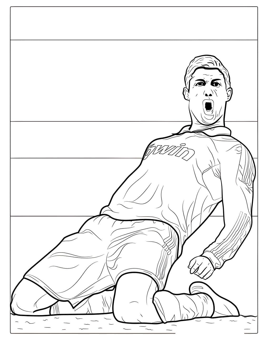 Dibujo de cristiano ronaldo deslizándose para colorear