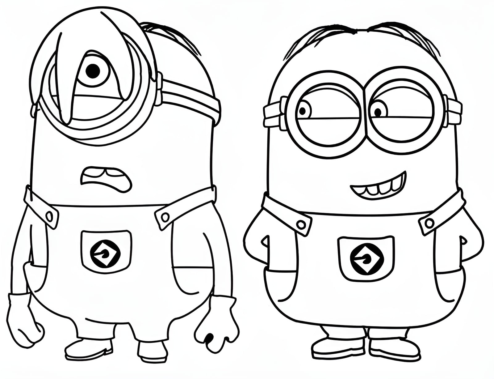 Dibujo de dos minions para colorear e imprimir