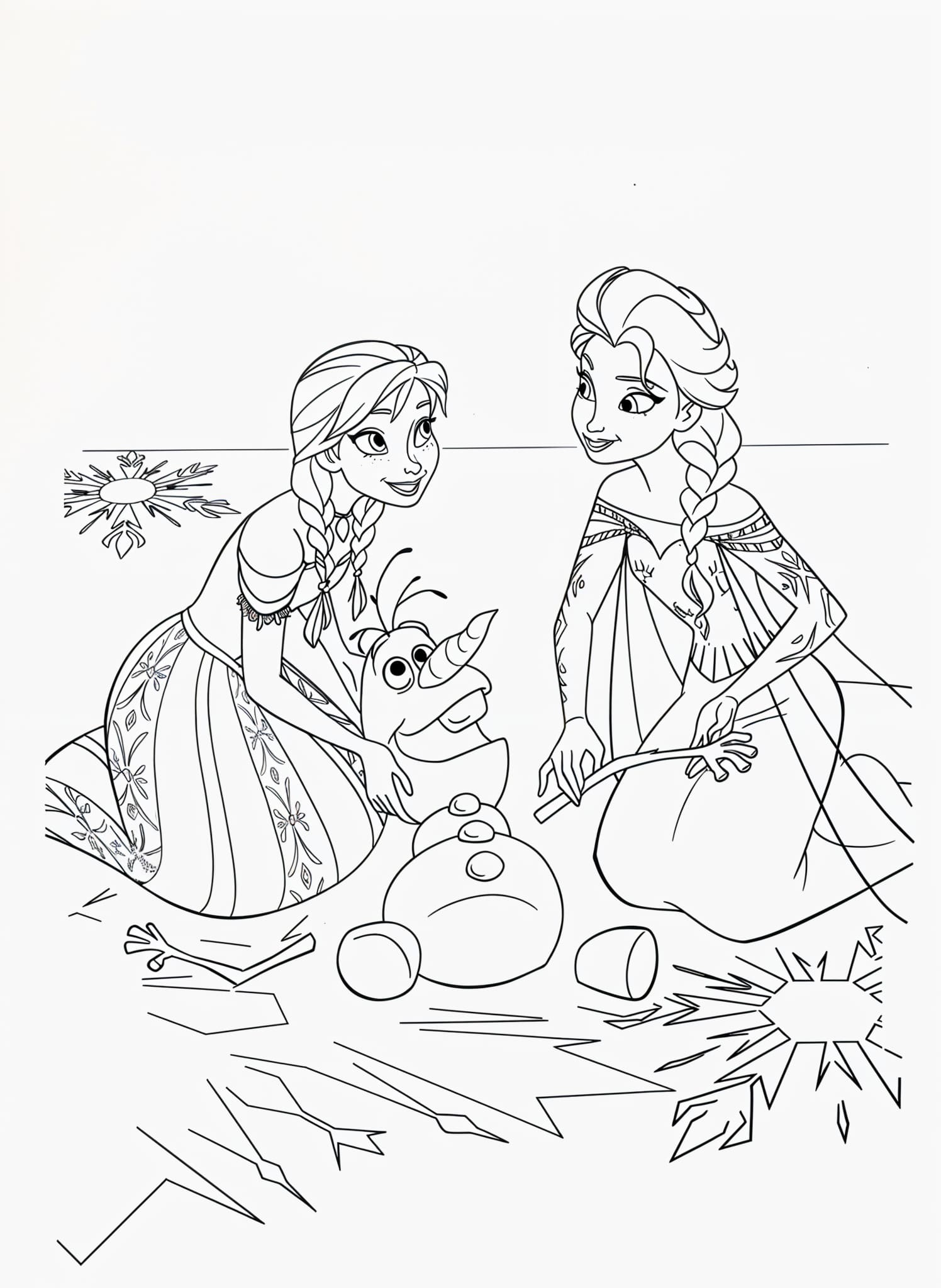 Dibujo de elsa anna y olaf de Frozen para colorear