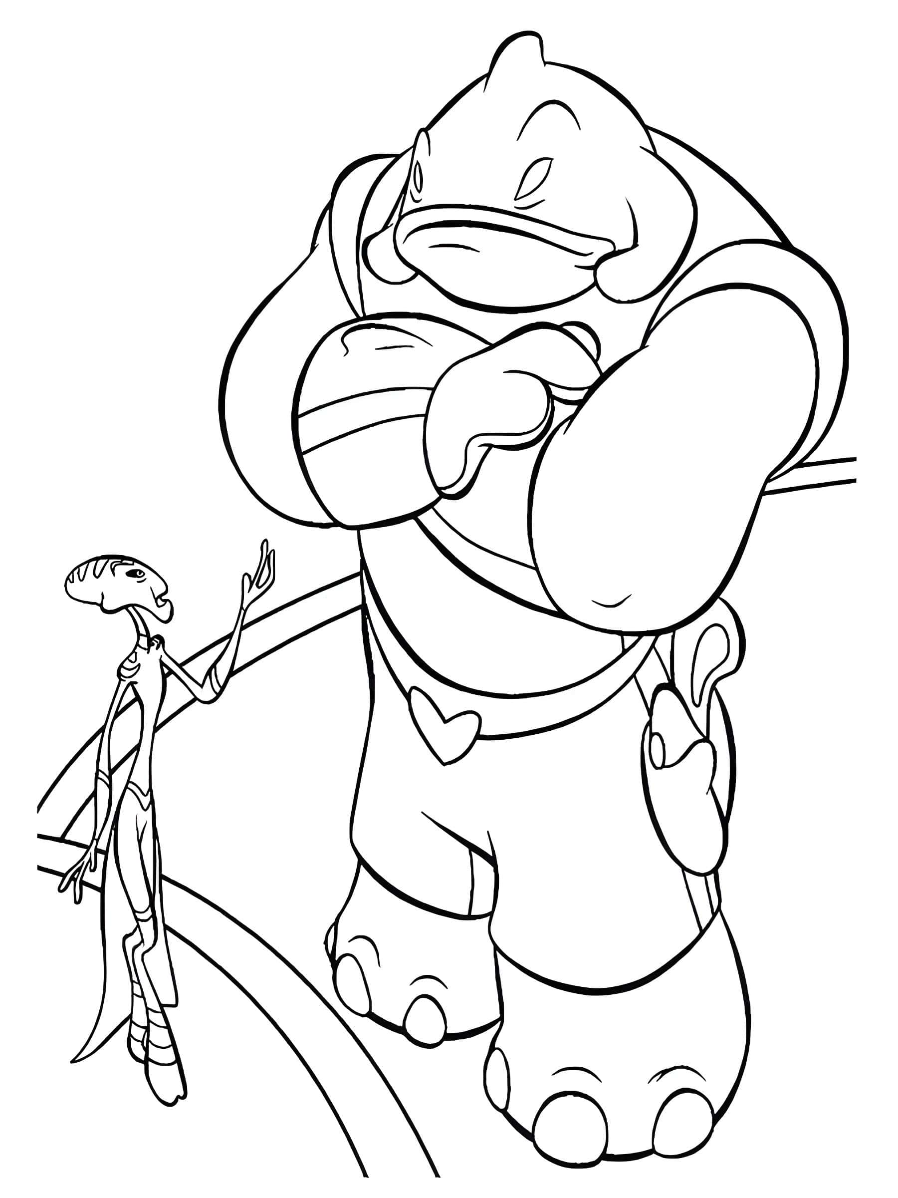 Dibujo de gantu y pleakley de lilo y Stitch para colorear