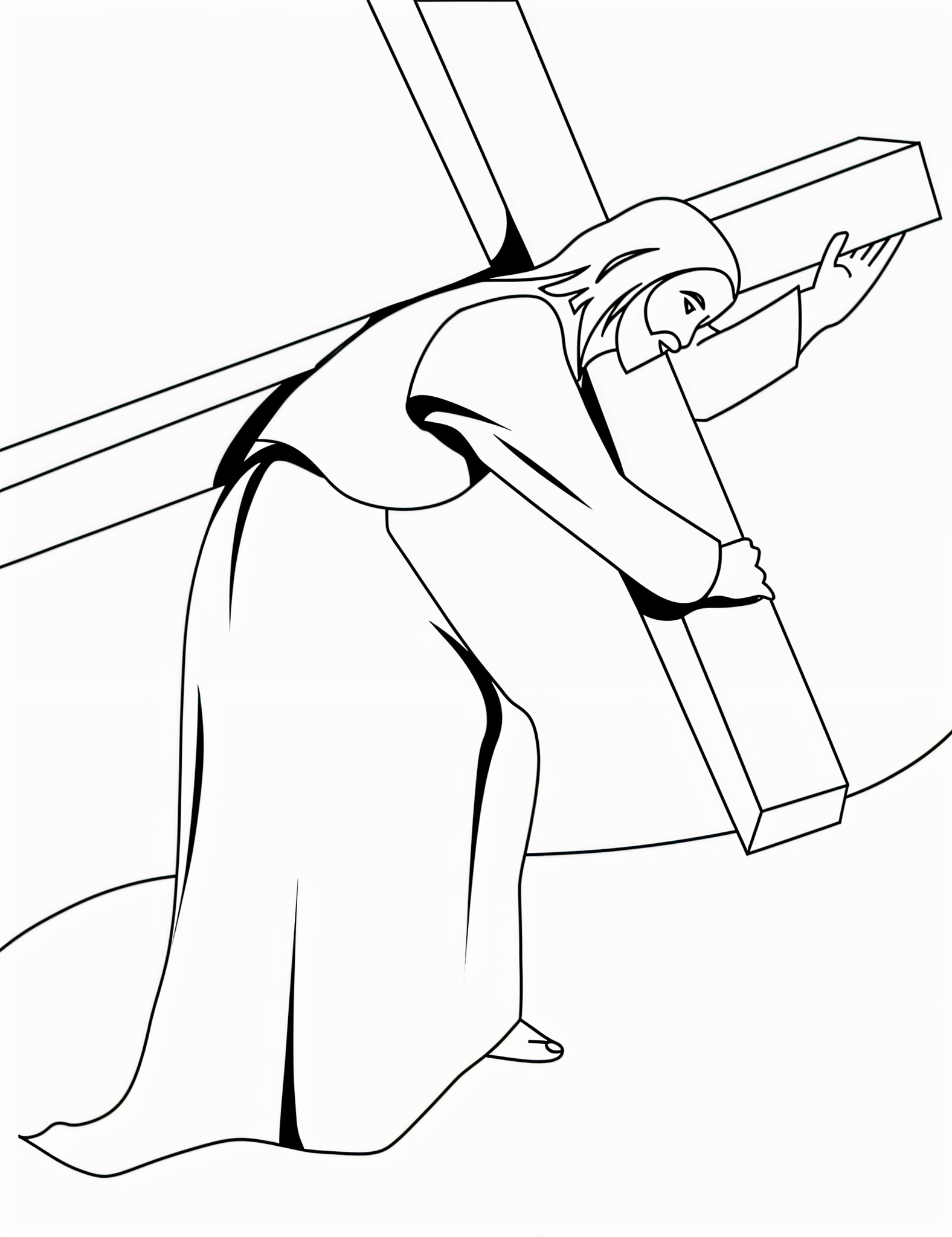 Dibujo de jesús cargando la cruz para colorear