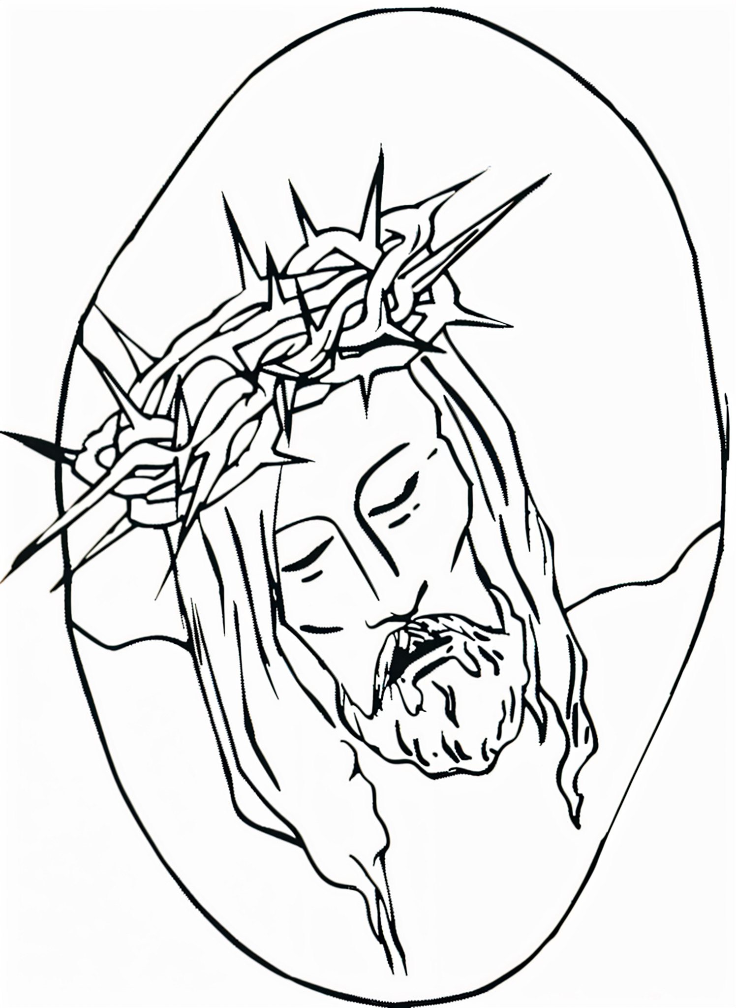 Dibujo de jesús con corona de espinas para colorear