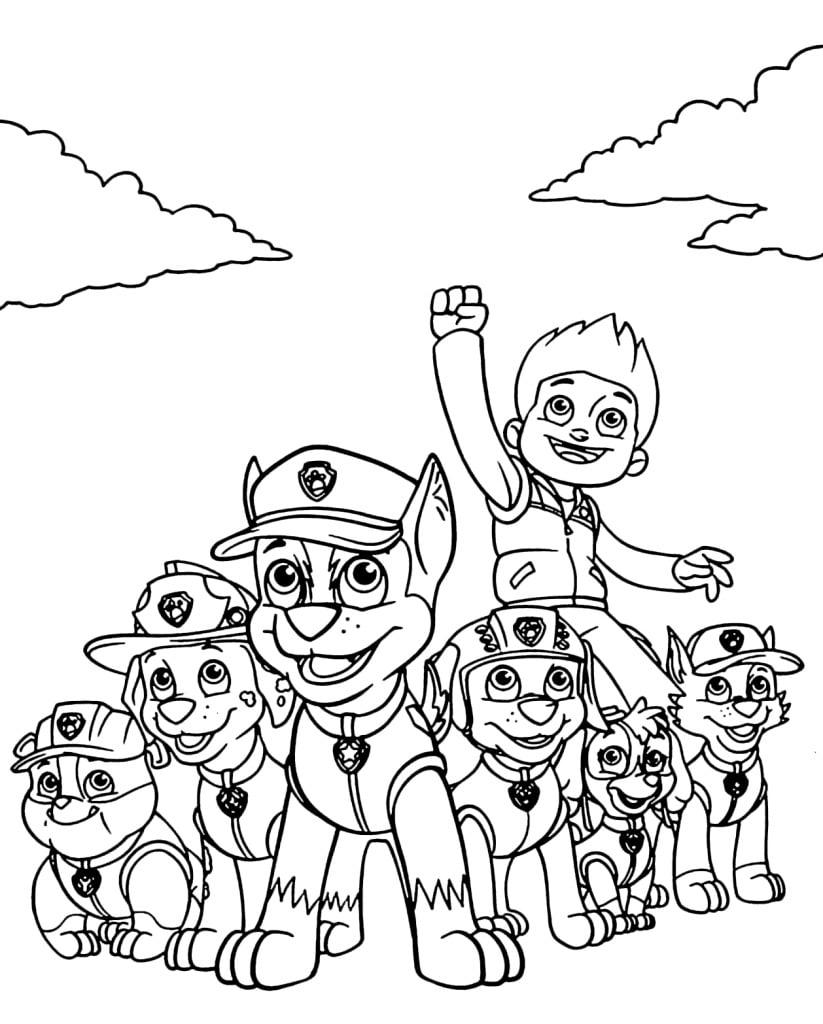 Dibujo de patrulla canina para colorear e imprimir.