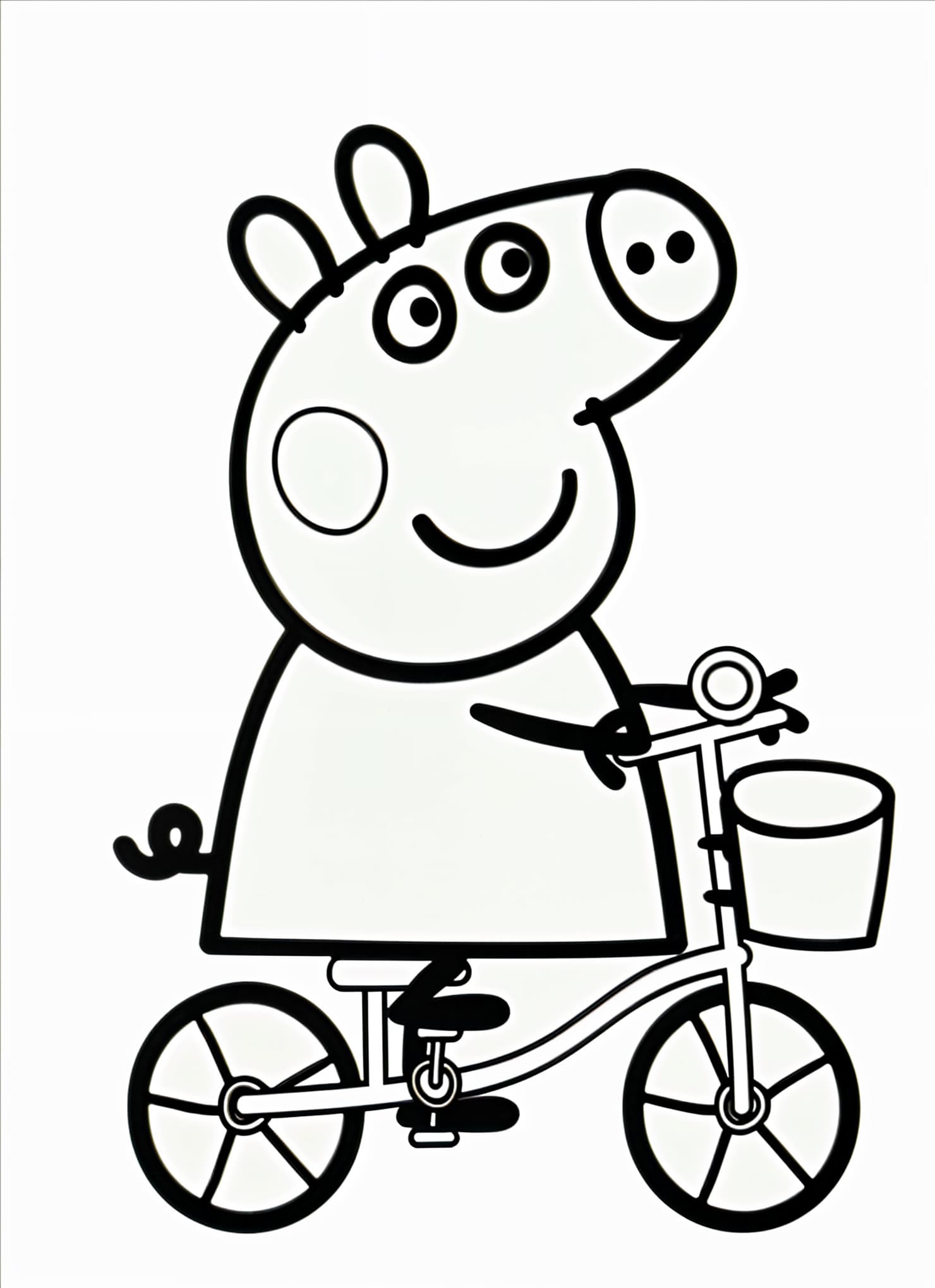 Dibujo de Peppa Pig en la bicicleta para colorear