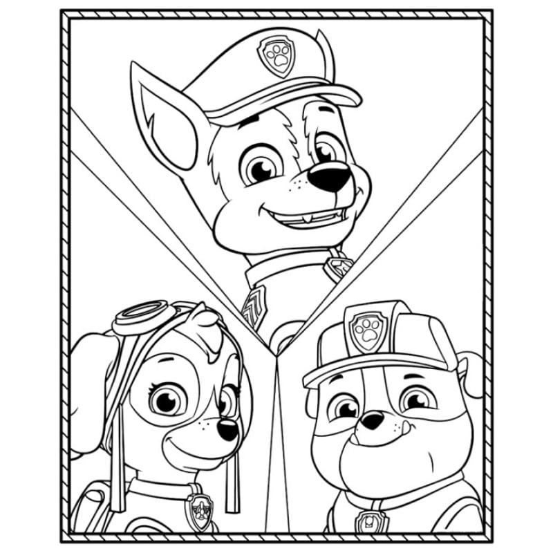 Dibujo de personajes de la patrulla canina para colorear