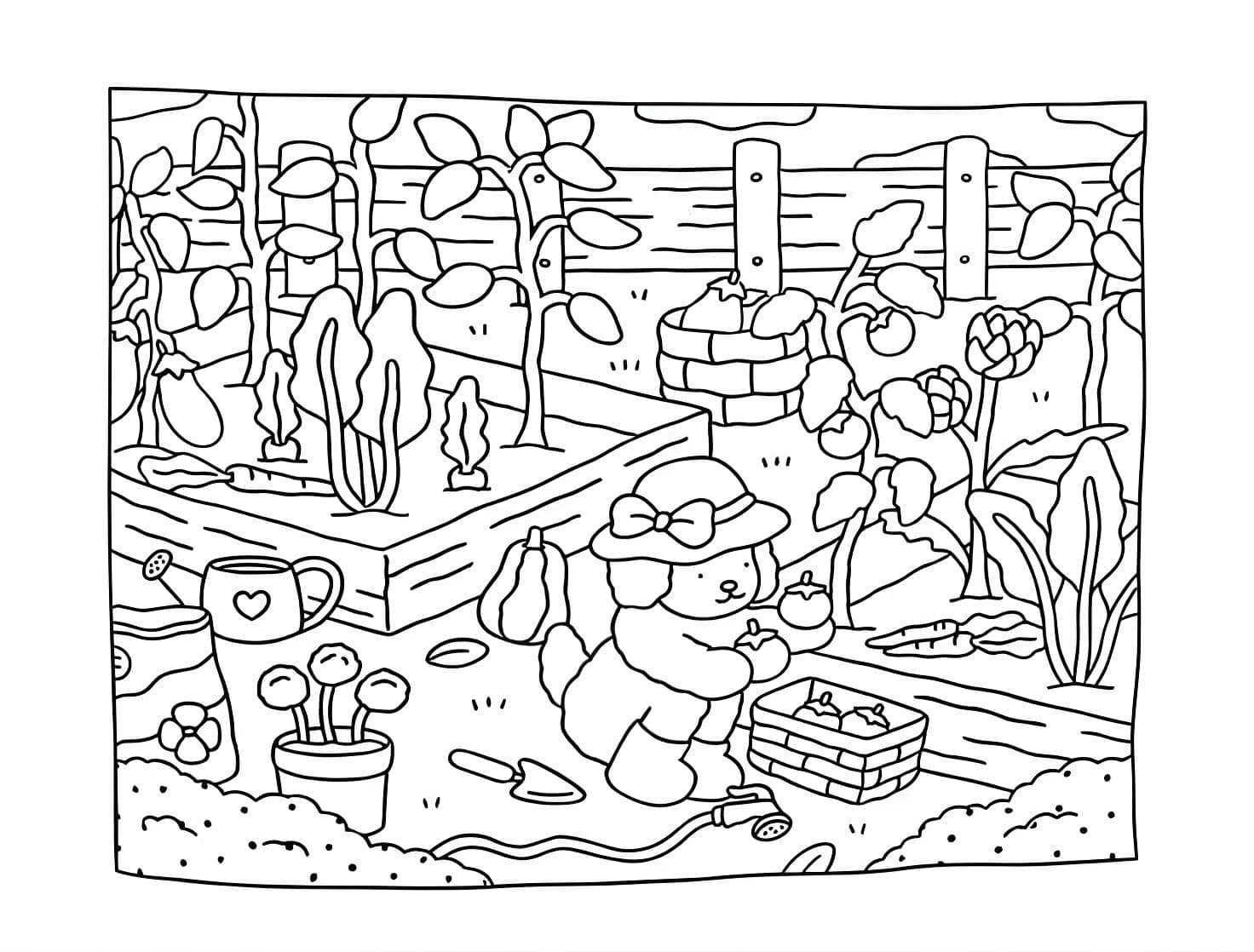 Dibujo para colorear de Bobbie Goods en el jardín