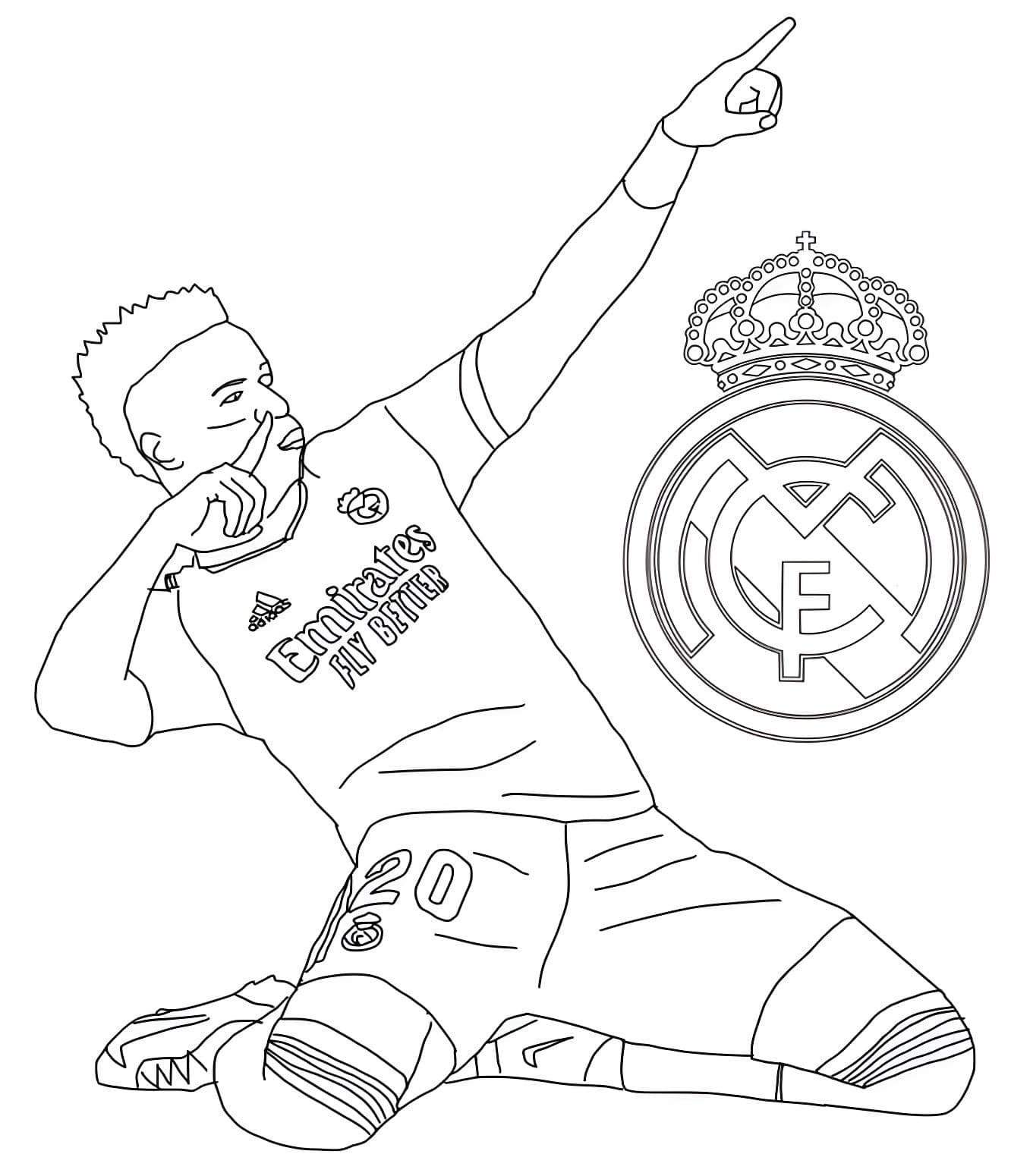 Dibujo para colorear de celebración del gol de vinicius jr