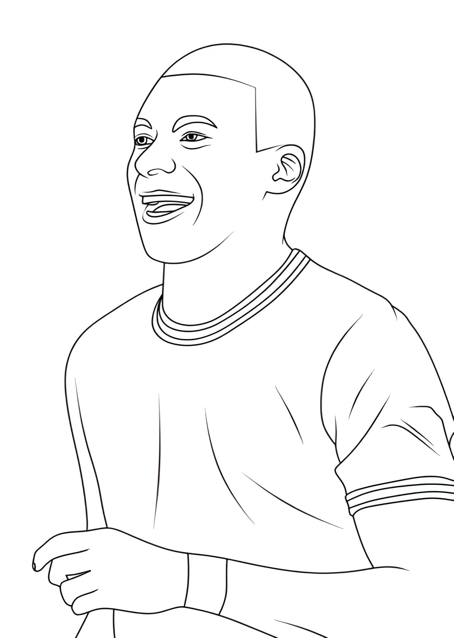 Dibujo para colorear de Mbappé sonriendo