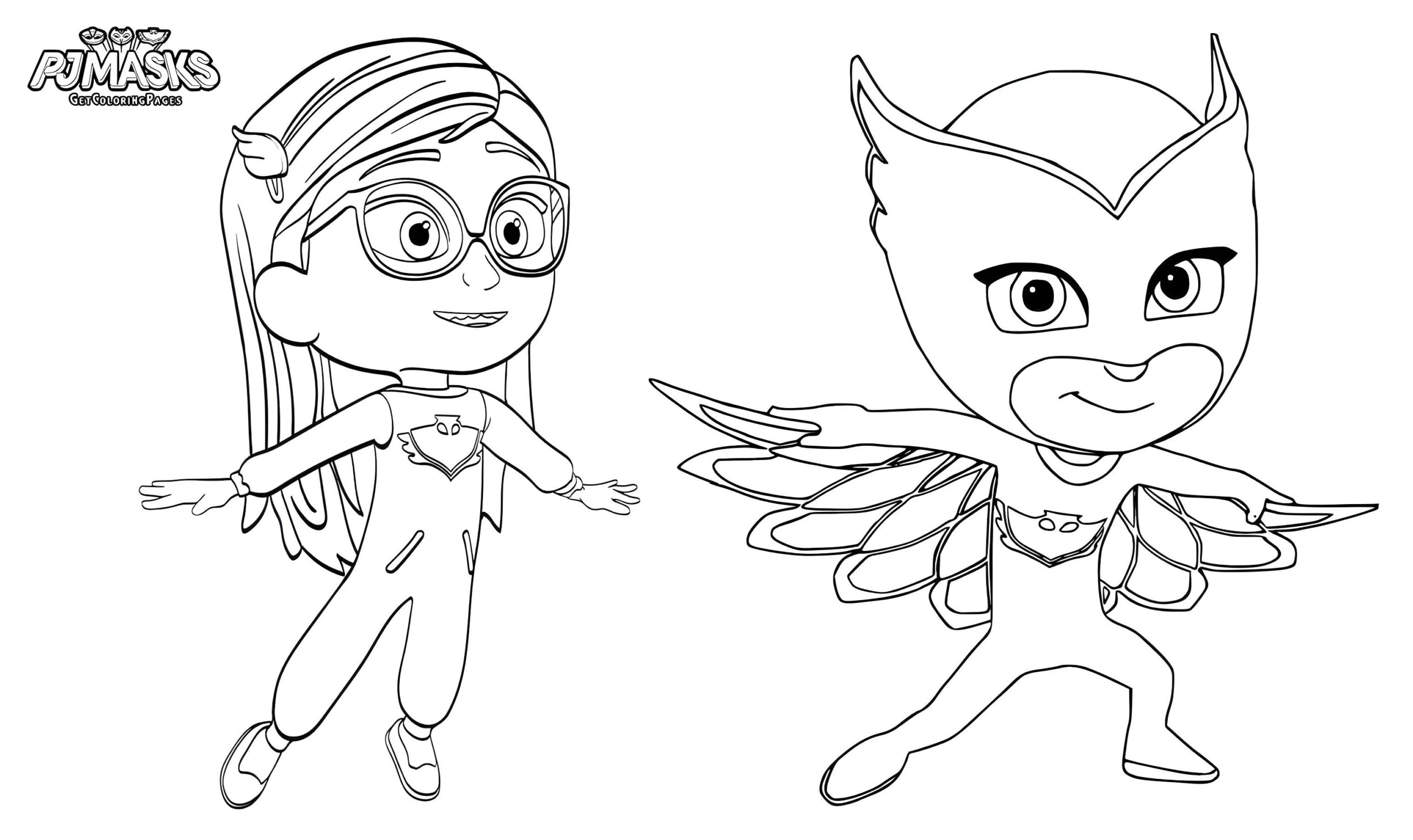 Imagen de pj mask niña y búho para colorear 2