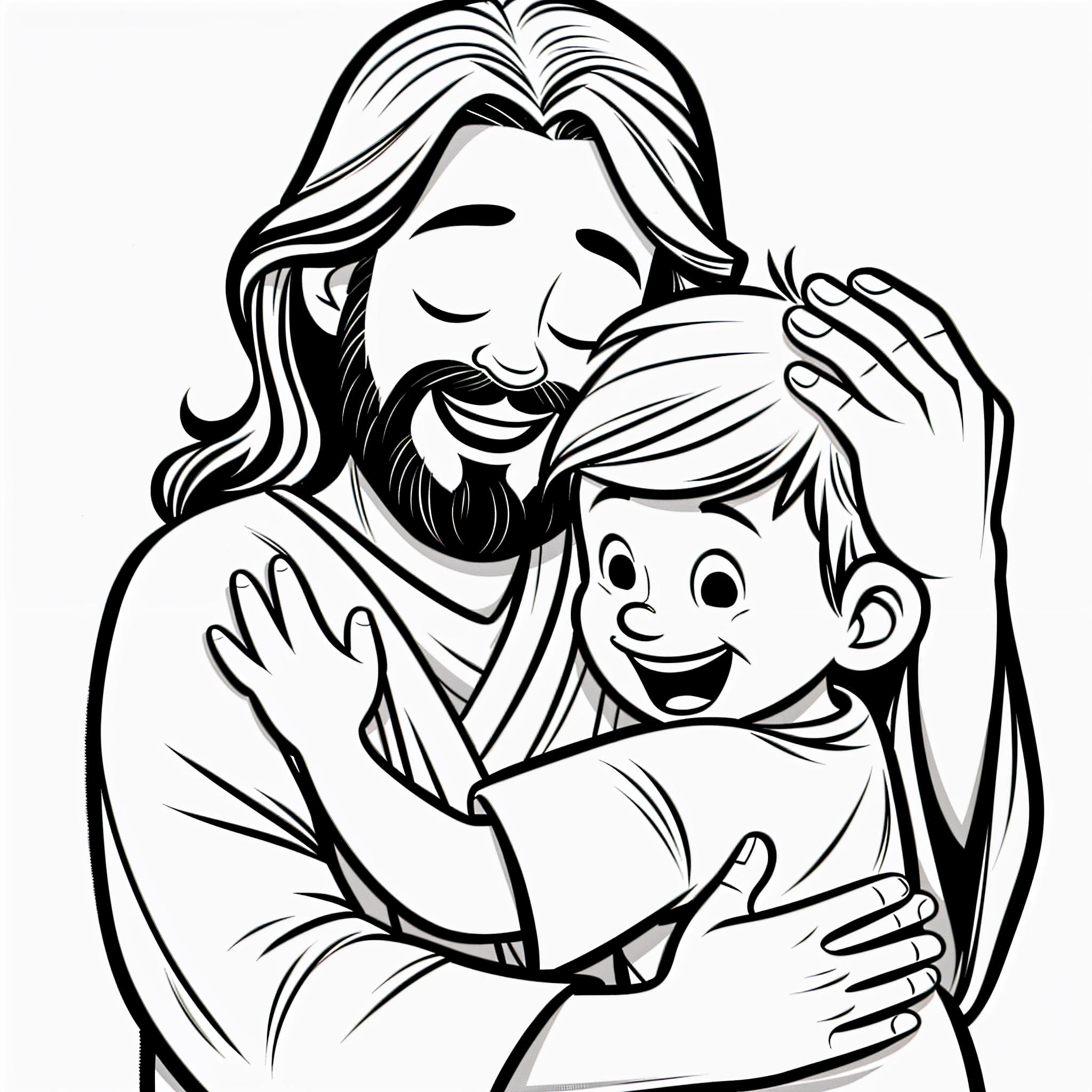 Imagen de jesús abrazando a un niño para colorear