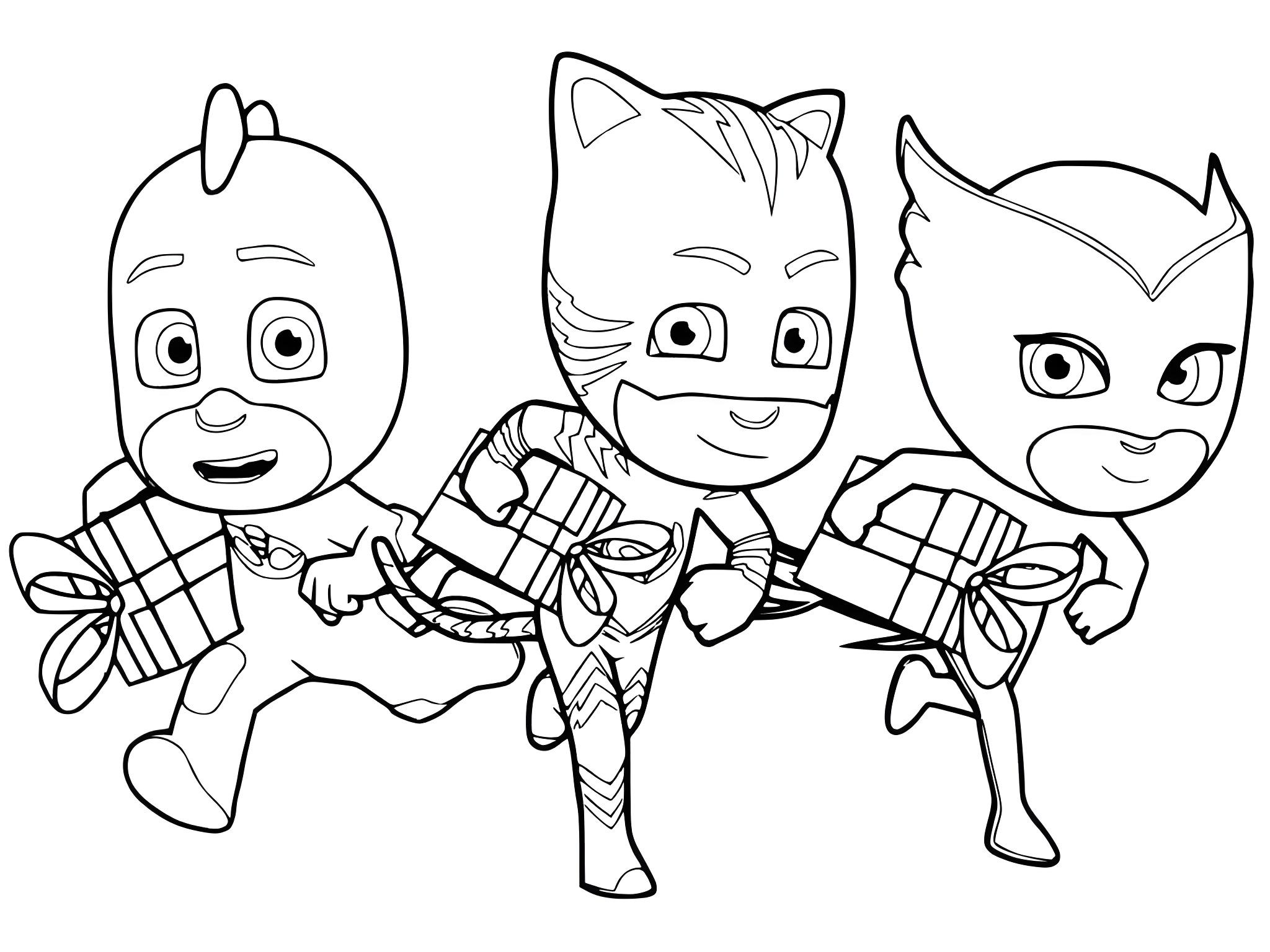 Imagen de pjmasks trio completo para colorear