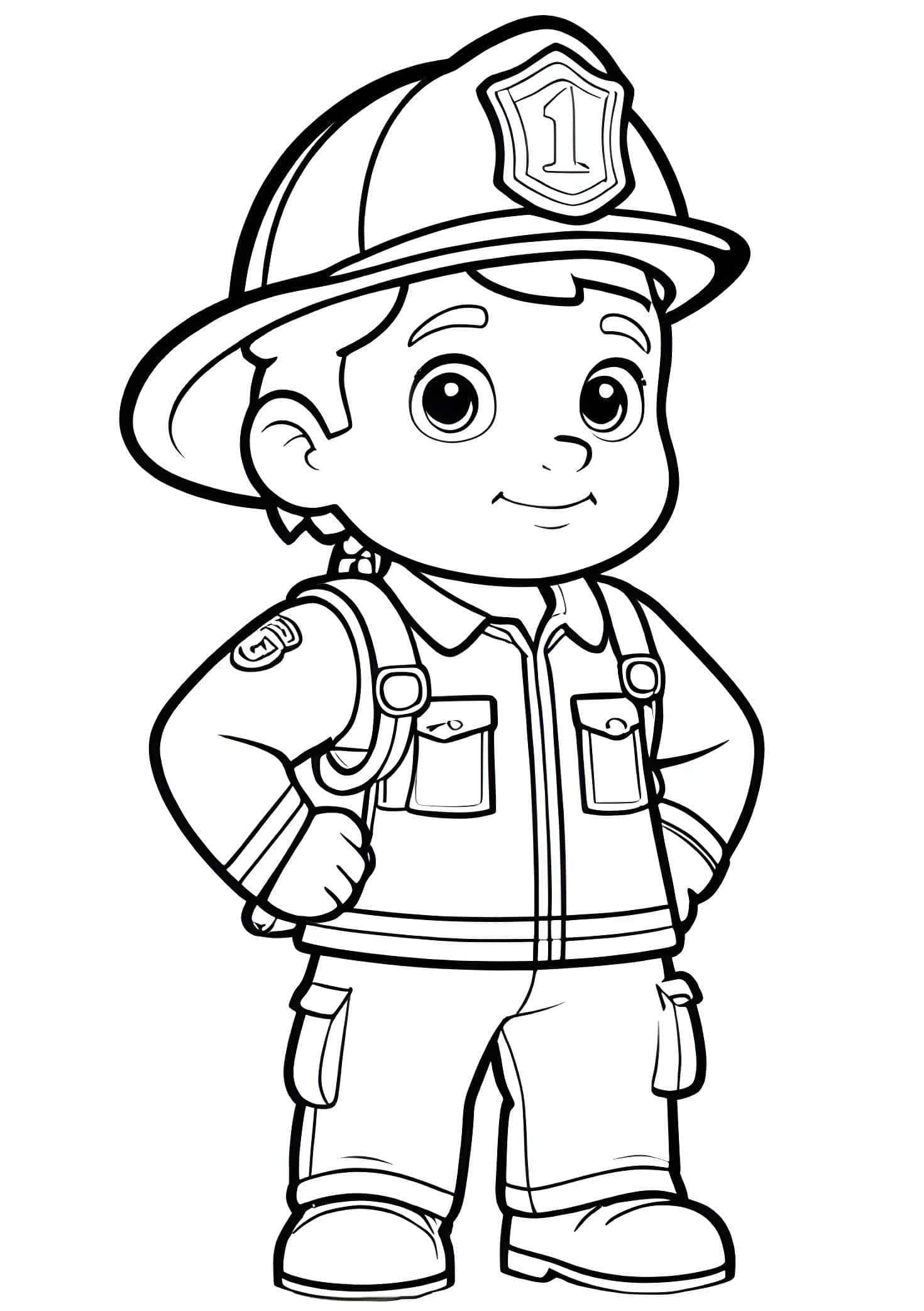 Dibujo de niño bombero para colorear