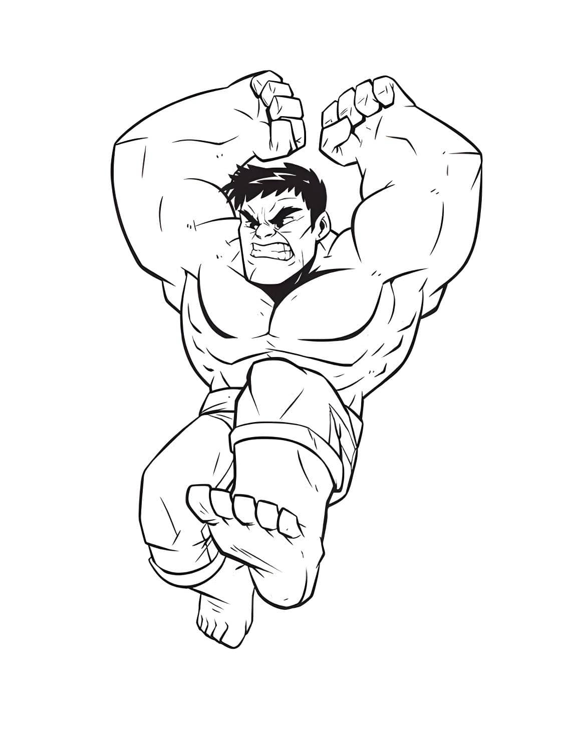 Imagen de hulk saltando para colorear e imprimir